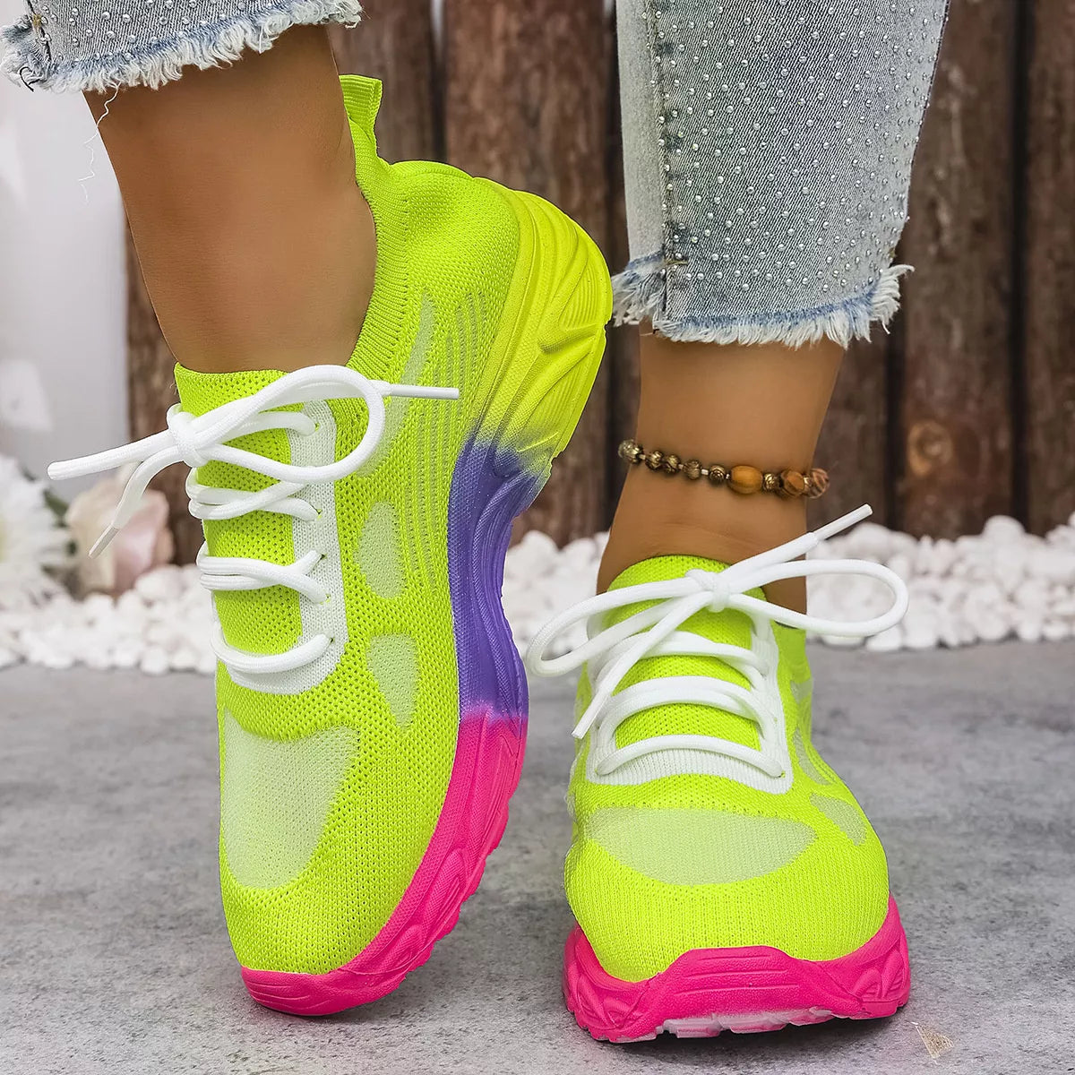 Lace Up Round Toe Sneakers - Lilixa.store