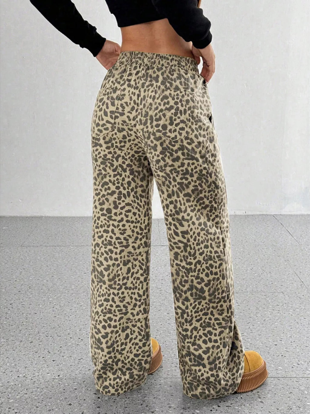 Full Size Leopard Print Wide Leg Pants Plus Size - Lilixa.store
