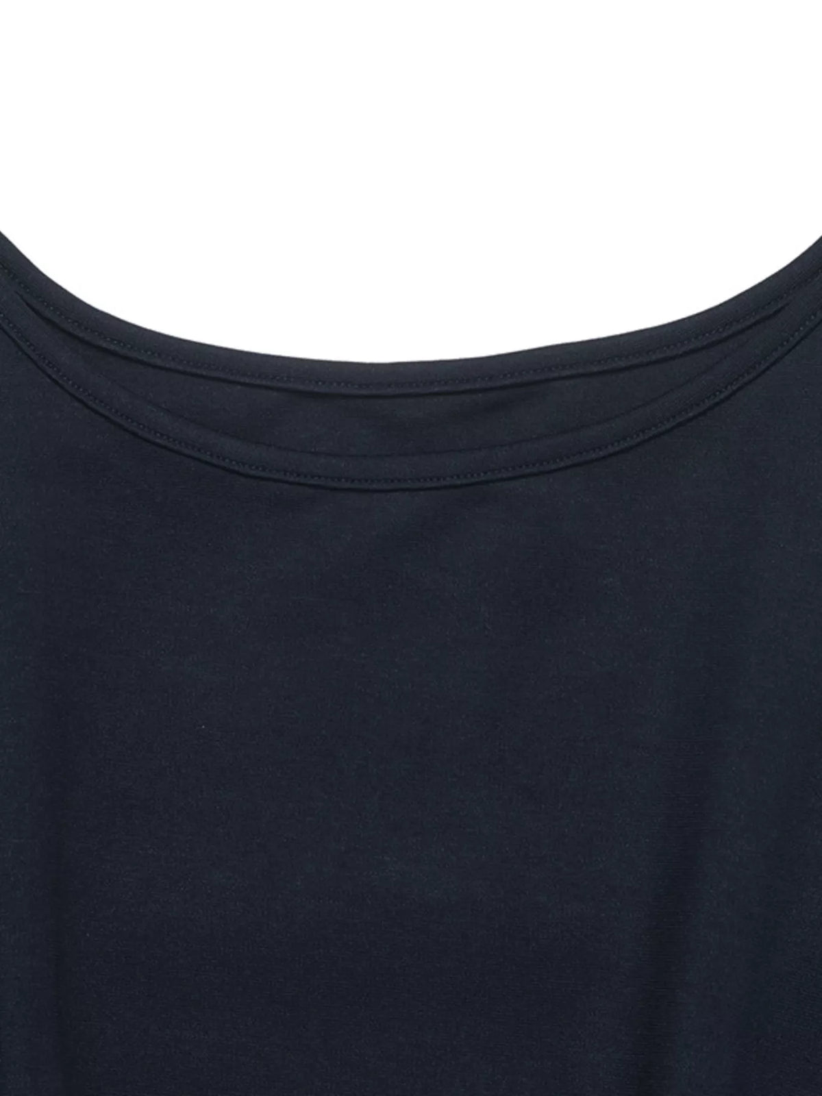 Round Neck Peplum Top with Striped Cuffs in Dark Blue, view 7