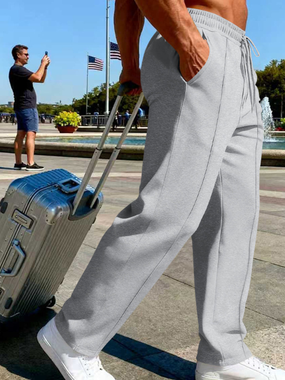 Men's Full Size Drawstring Wide Leg Pants Plus Size