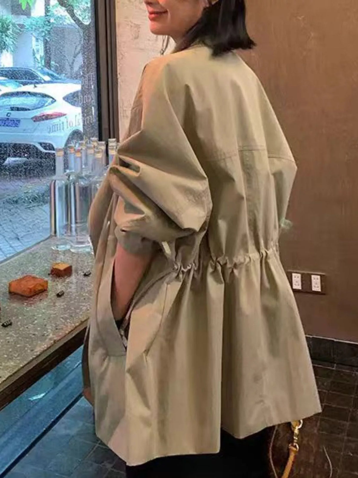 Open Front Long Sleeve Trench Coat, view 5