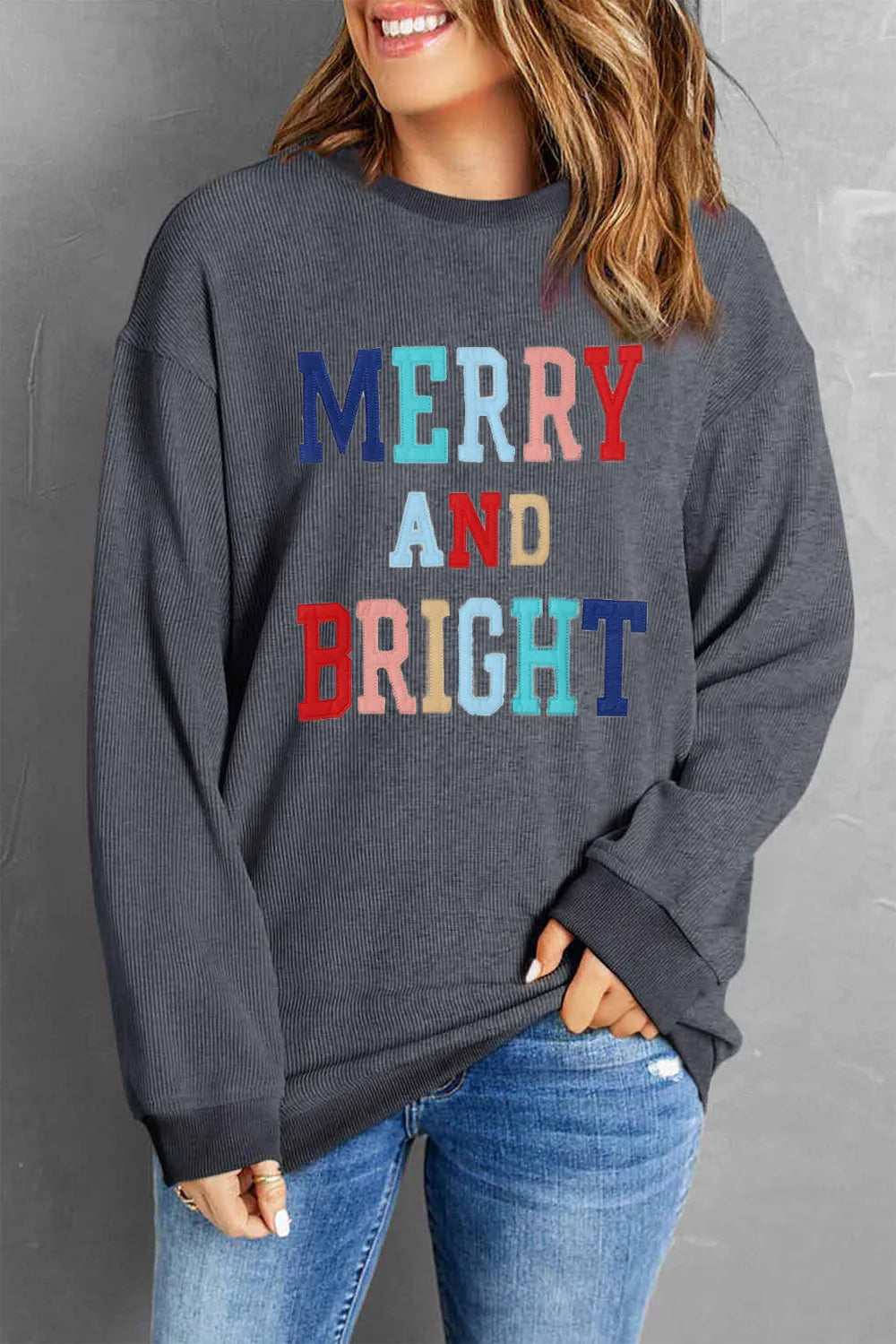 MERRY AND BRIGHT Graphic Sweatshirt - Lilixa.store