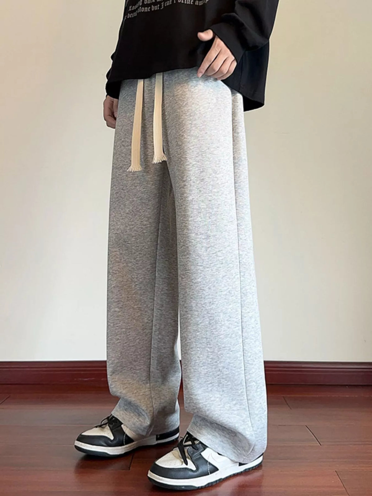 Men's Full Size Wide Leg Pants Plus Size in Light Gray