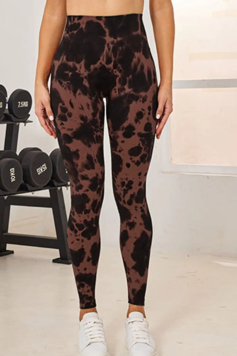 Tie-Dye High Waist Active Leggings in Brown