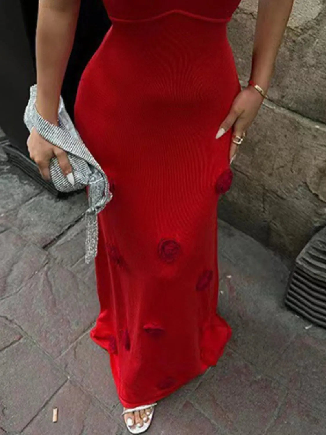 Flower Maxi Sweater Cami Dress, view 4