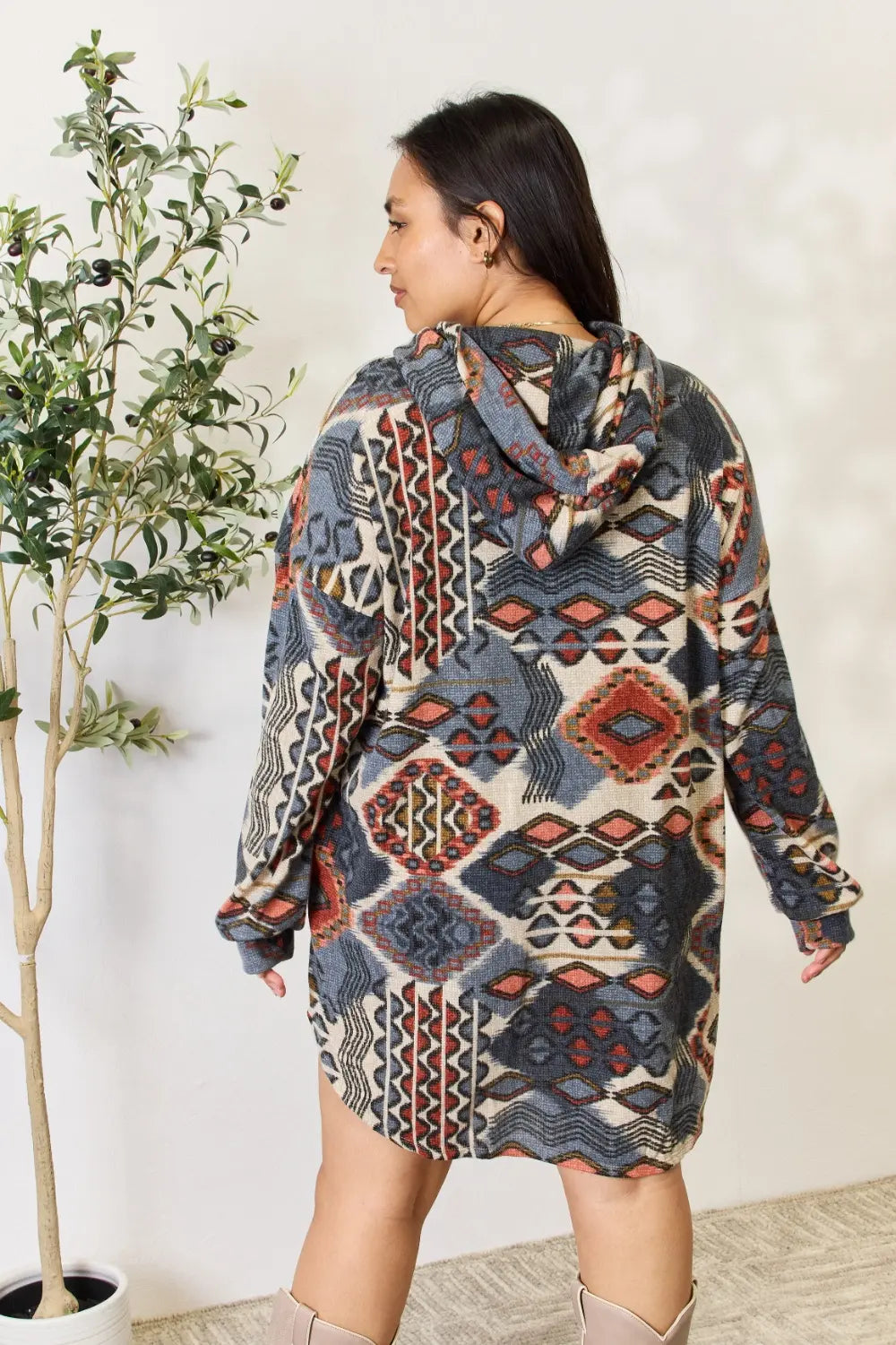 Heimish Full Size Printed Button Up Hooded Jacket, view 10