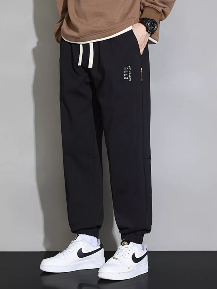 Men's Plus Size Casual Jogger Pants with Drawstring in Black