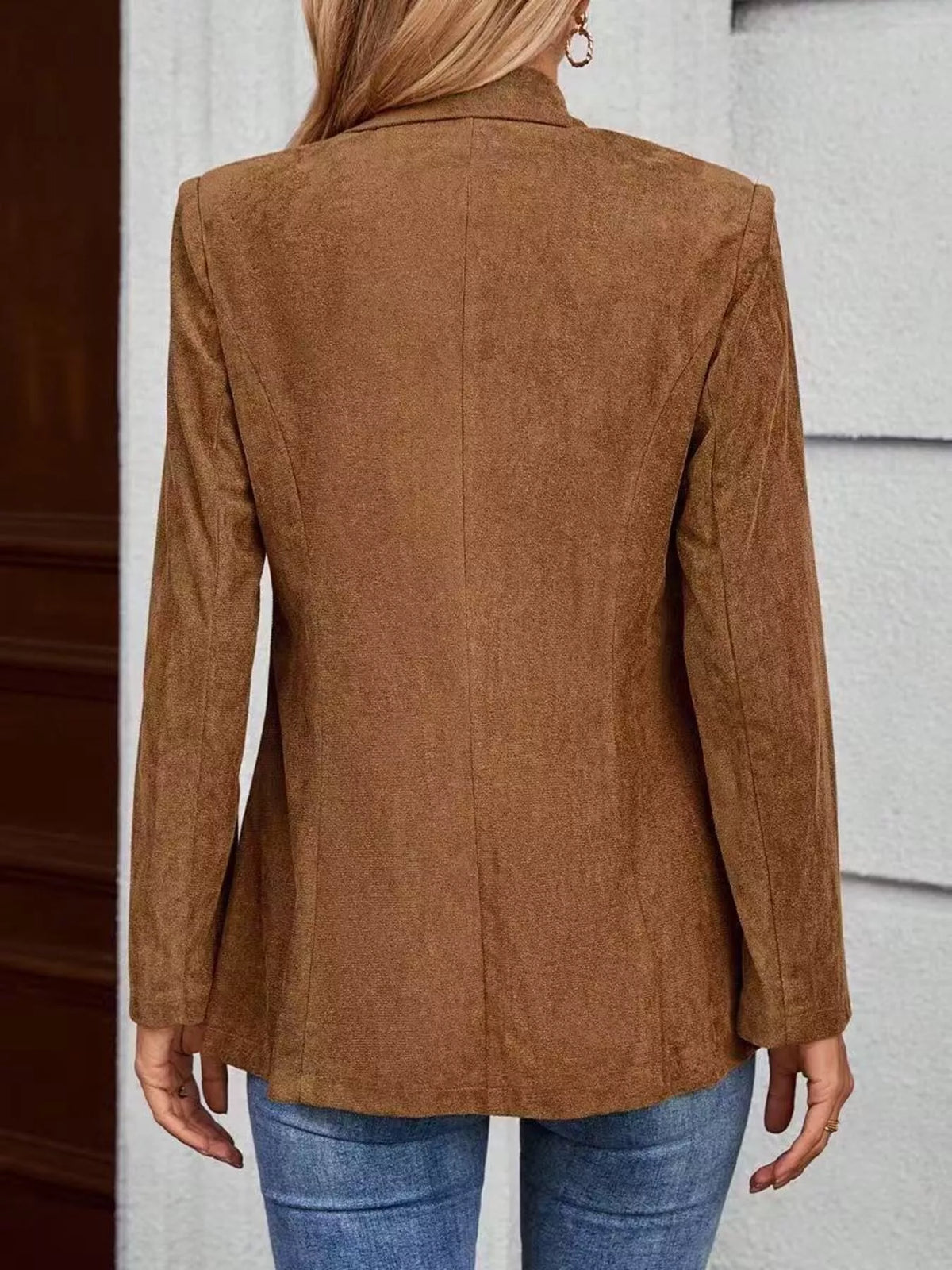 Lapel Collar Single-Button Blazer - Lilixa.store
