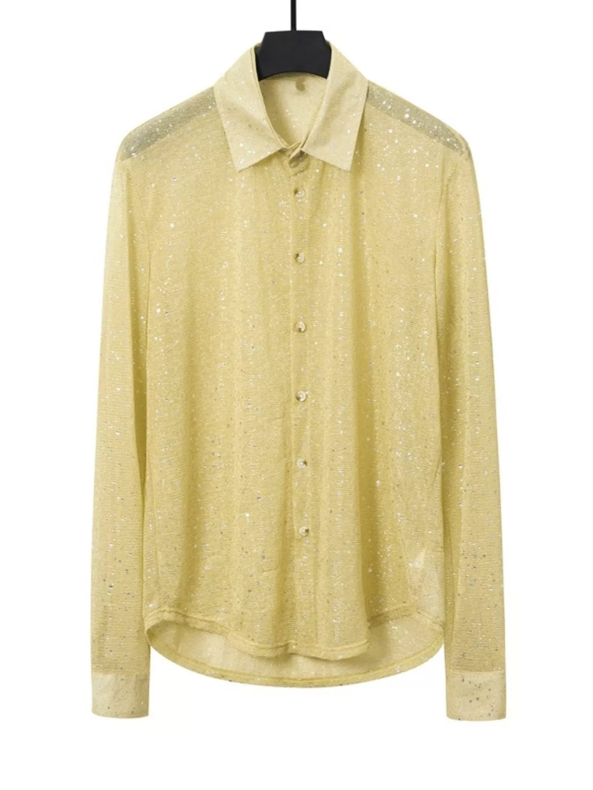 Men's Glitter Button Up Long Sleeve Shirt - Lilixa.store