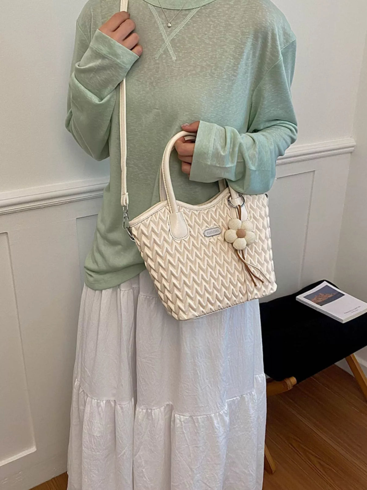 Top Handle Texture Crossbody Bag