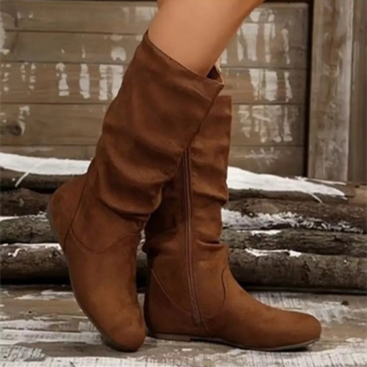 Size Zip Slouchy Boots - Lilixa.store