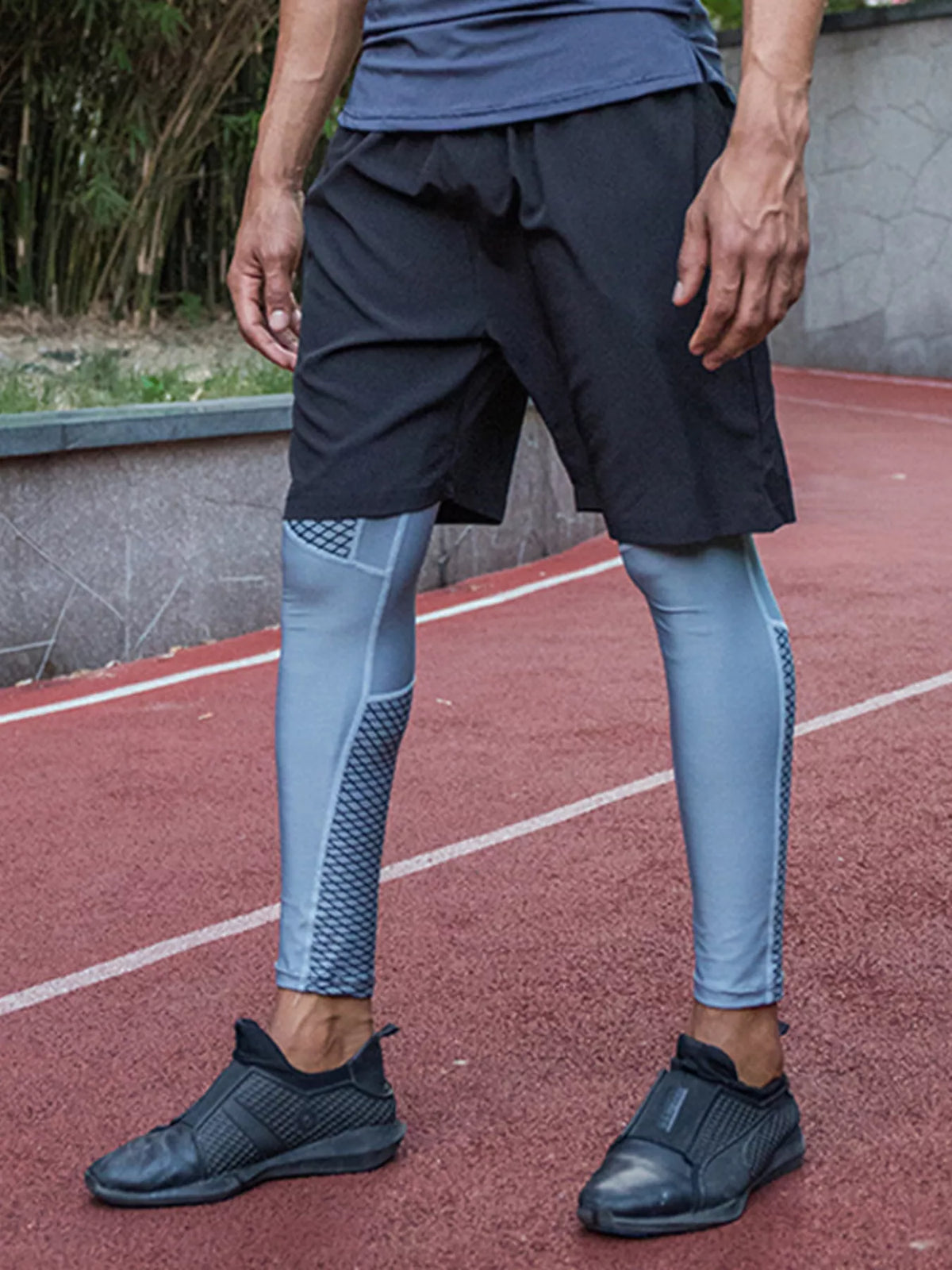 Men's Full Size Breathable Active Leggings Plus Size in Grey, view 2