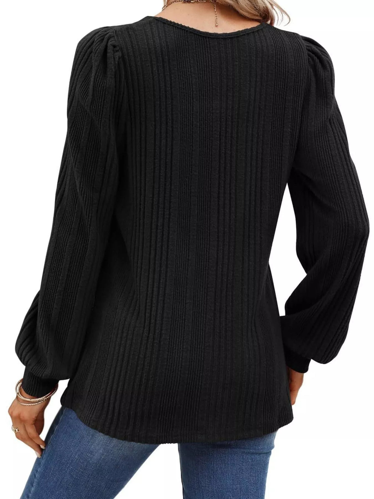 Full Size Square Neck Ribbed Knit Top Plus Size - Lilixa.store