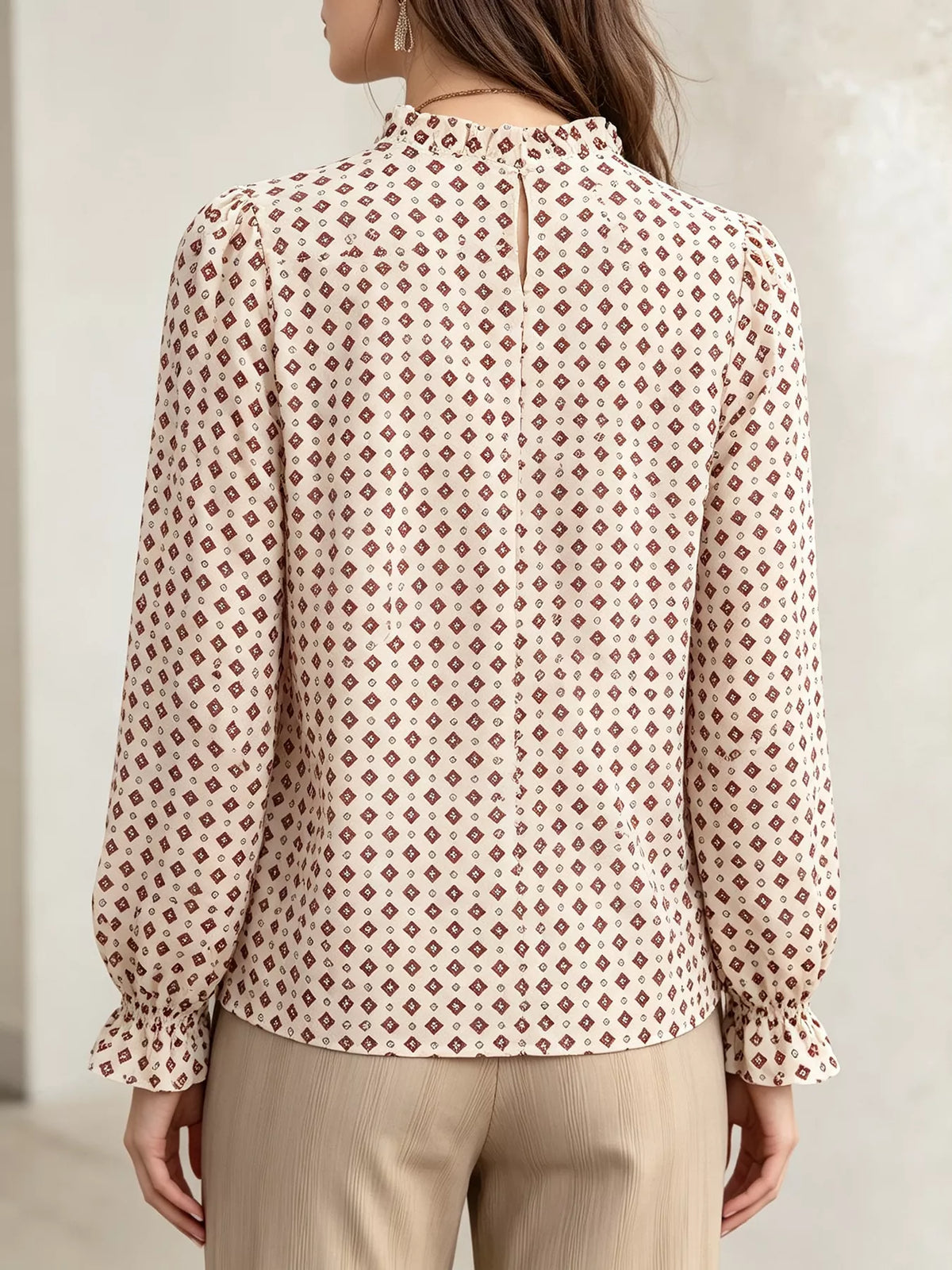 Printed Flounce Sleeve Blouse, view 8