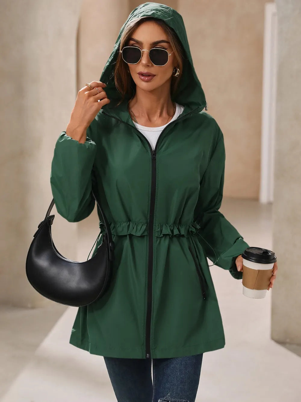 Ivy Lane Outdoor Waterproof Long Sleeve Hooded Windbreaker, view 15