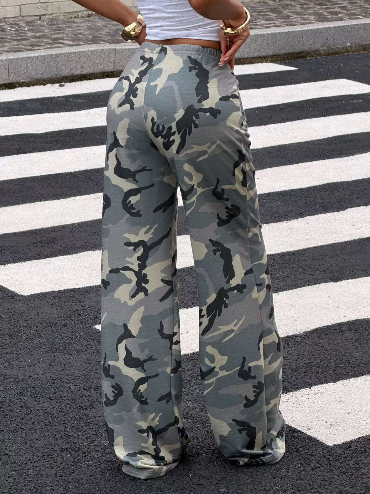 Camouflage Wide-Leg Casual Pants