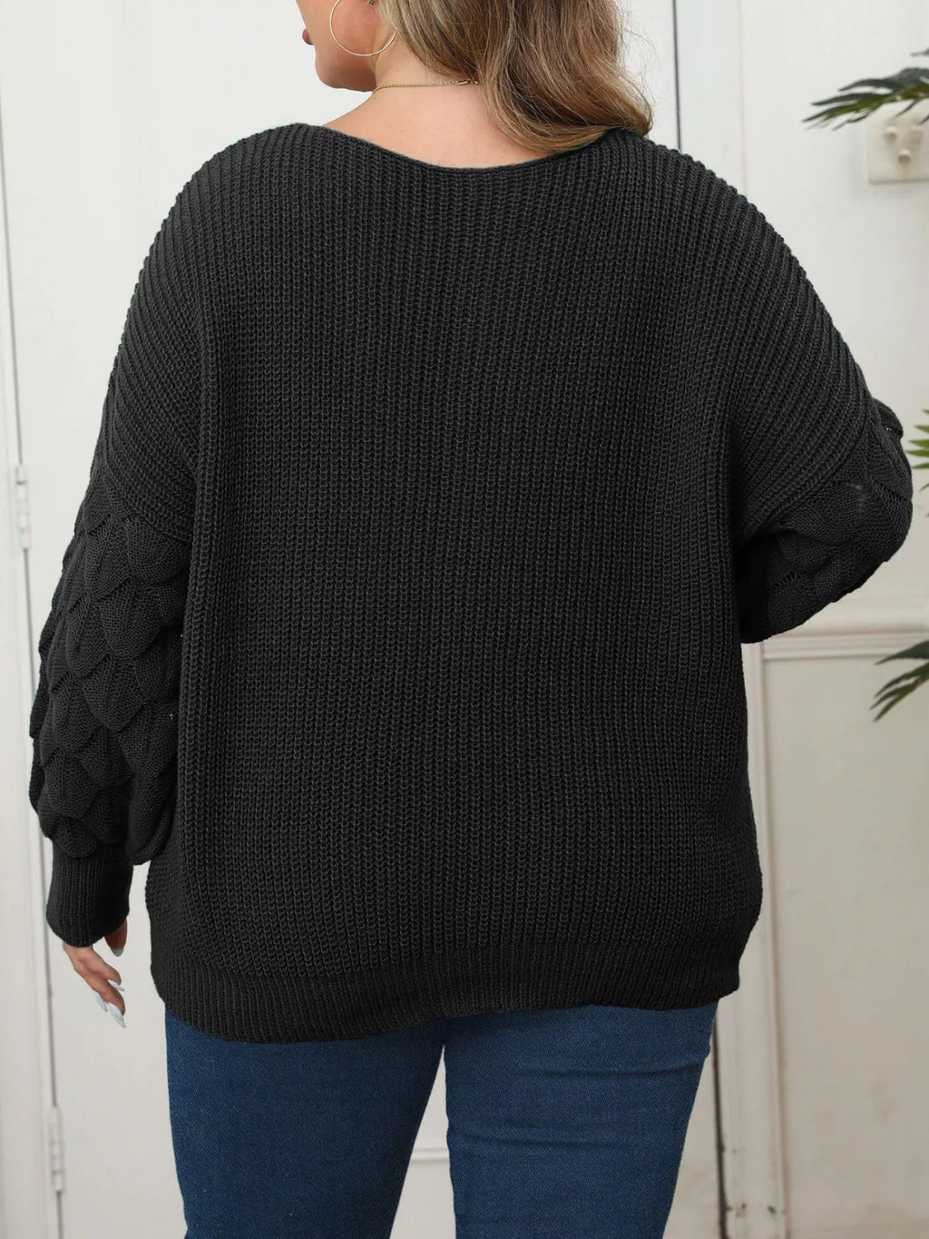 Plus Size Butterfly Dropped Shoulder Sweater - Lilixa.store