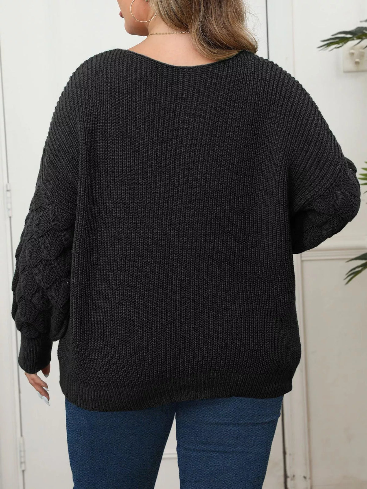 Plus Size Butterfly Dropped Shoulder Sweater - Lilixa.store