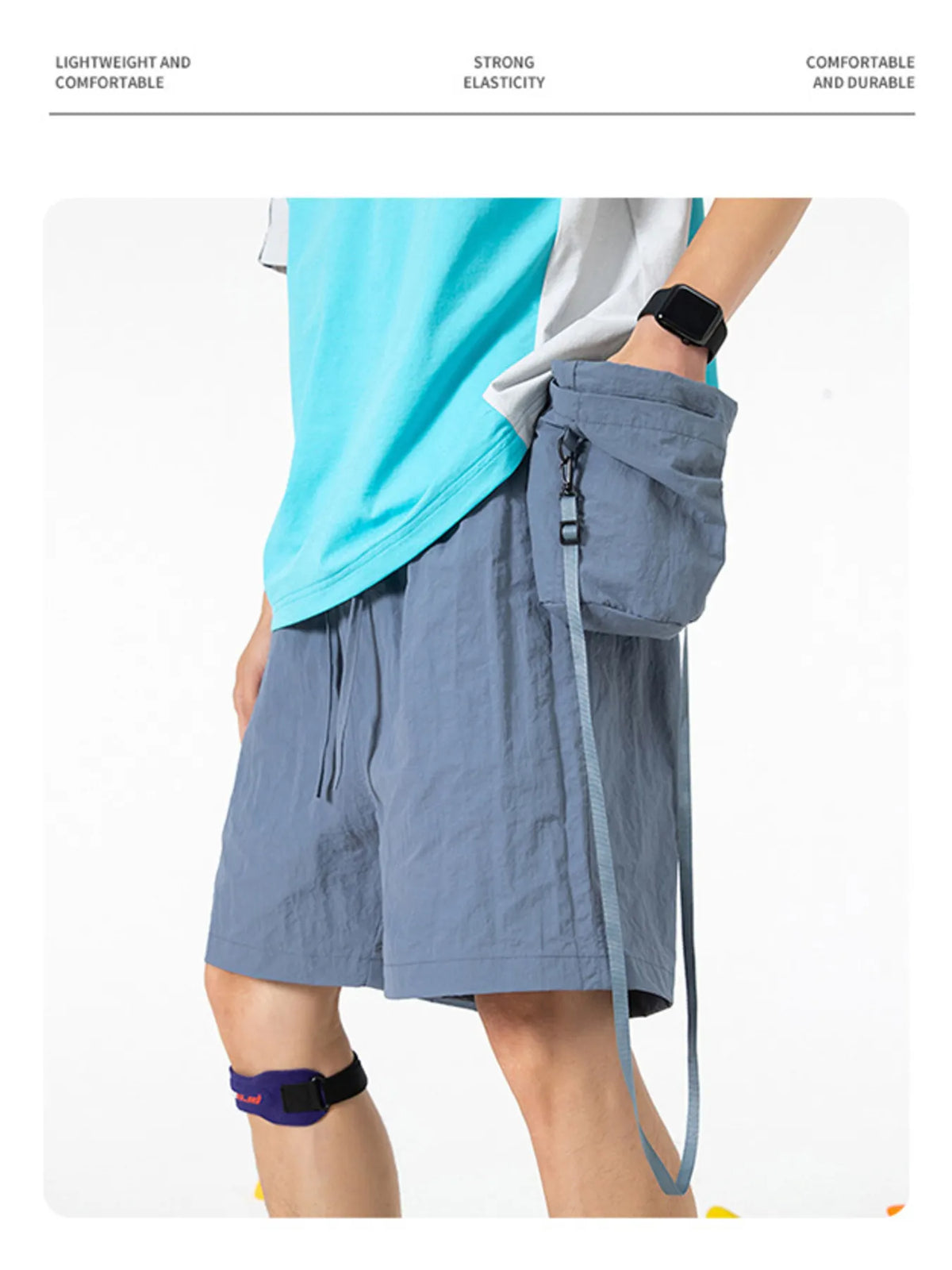 Men's Drawstring Pocketed Active Shorts in Dark Gray