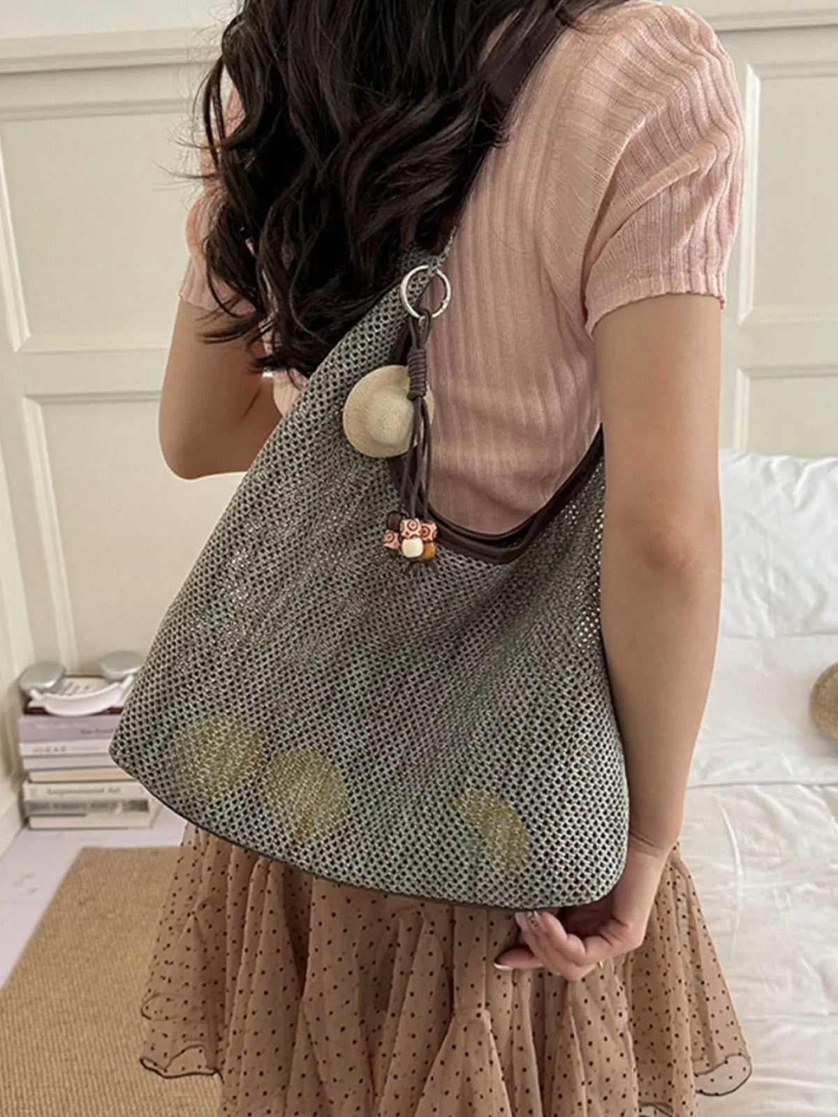 Textured Woven Shoulder Bag - Lilixa.store