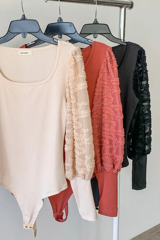 And The Why Textured Puff Sleeve Bodysuit - Lilixa.store