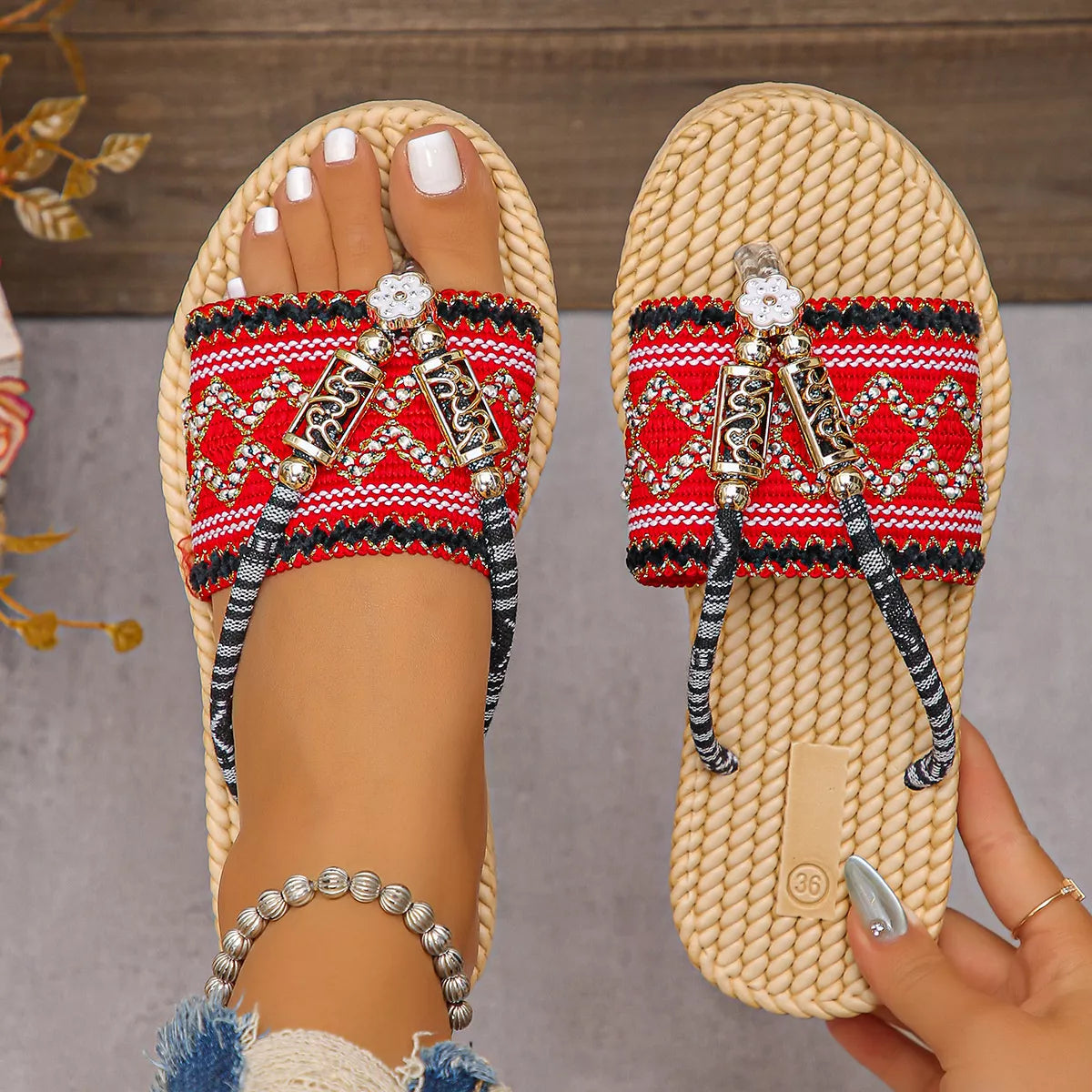 Toe Post Woven Sandals