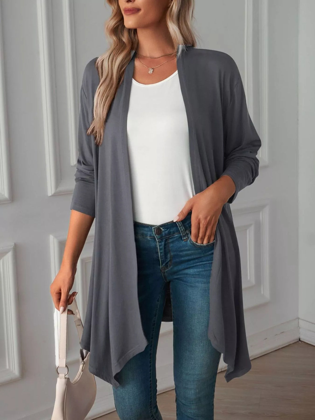 Lightweight Open Front Cardigan - Lilixa.store