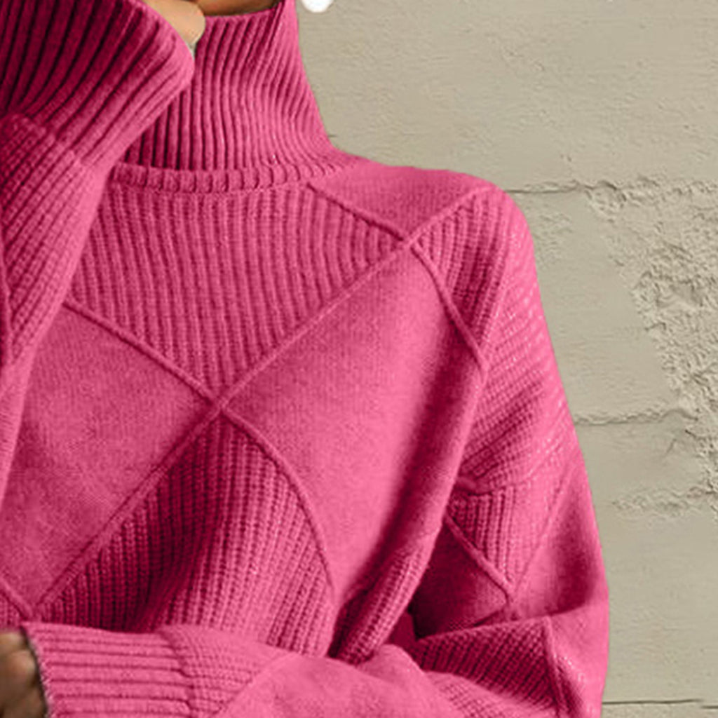 Geometric Turtleneck Long Sleeve Sweater - Lilixa.store