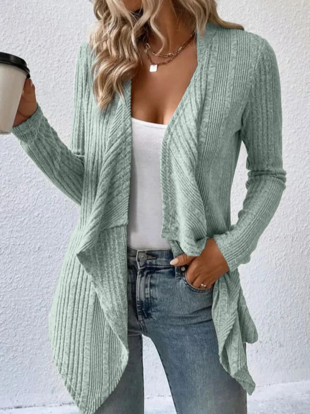 Open Front Long Sleeve Cardigan - Lilixa.store