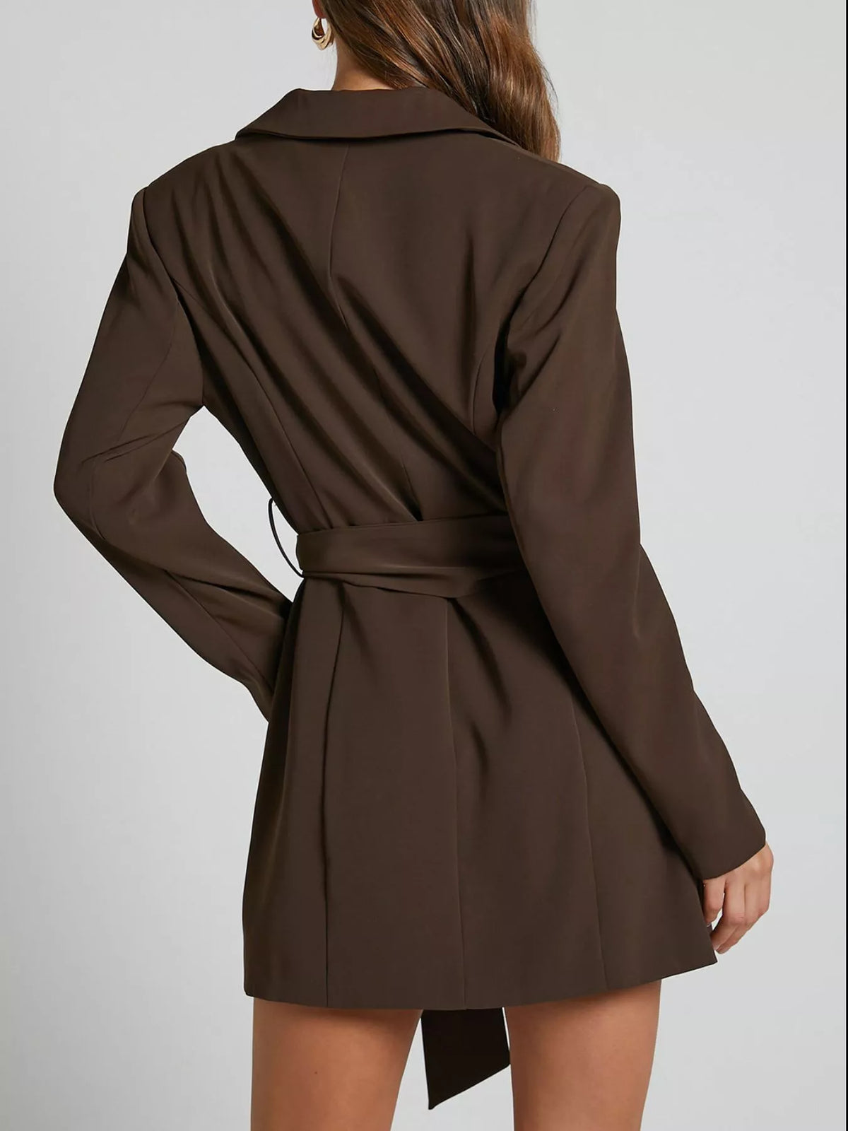 Lapel Collar Tie Waist Blazer - Lilixa.store