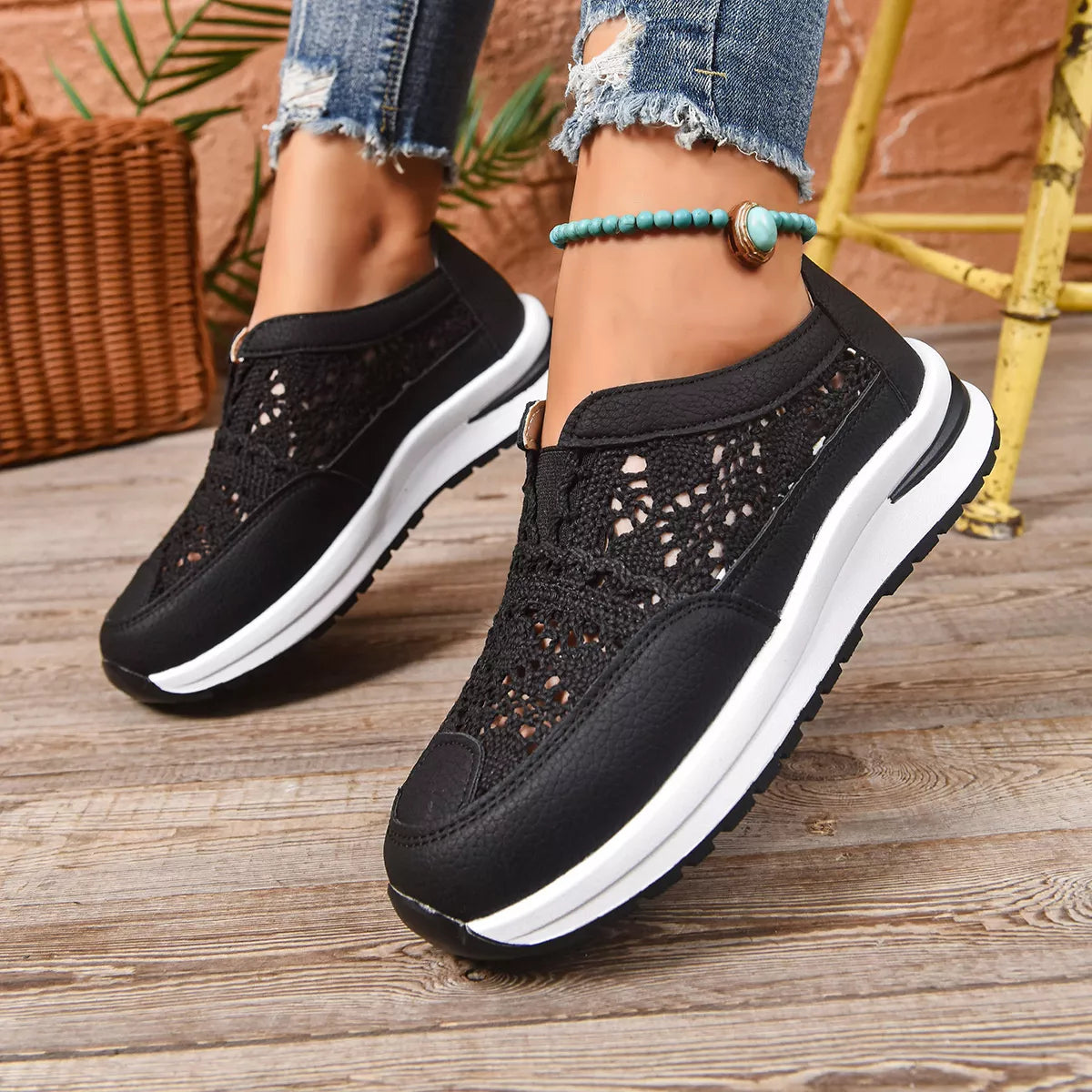 Breathable Round Toe Slip-Ons, view 4