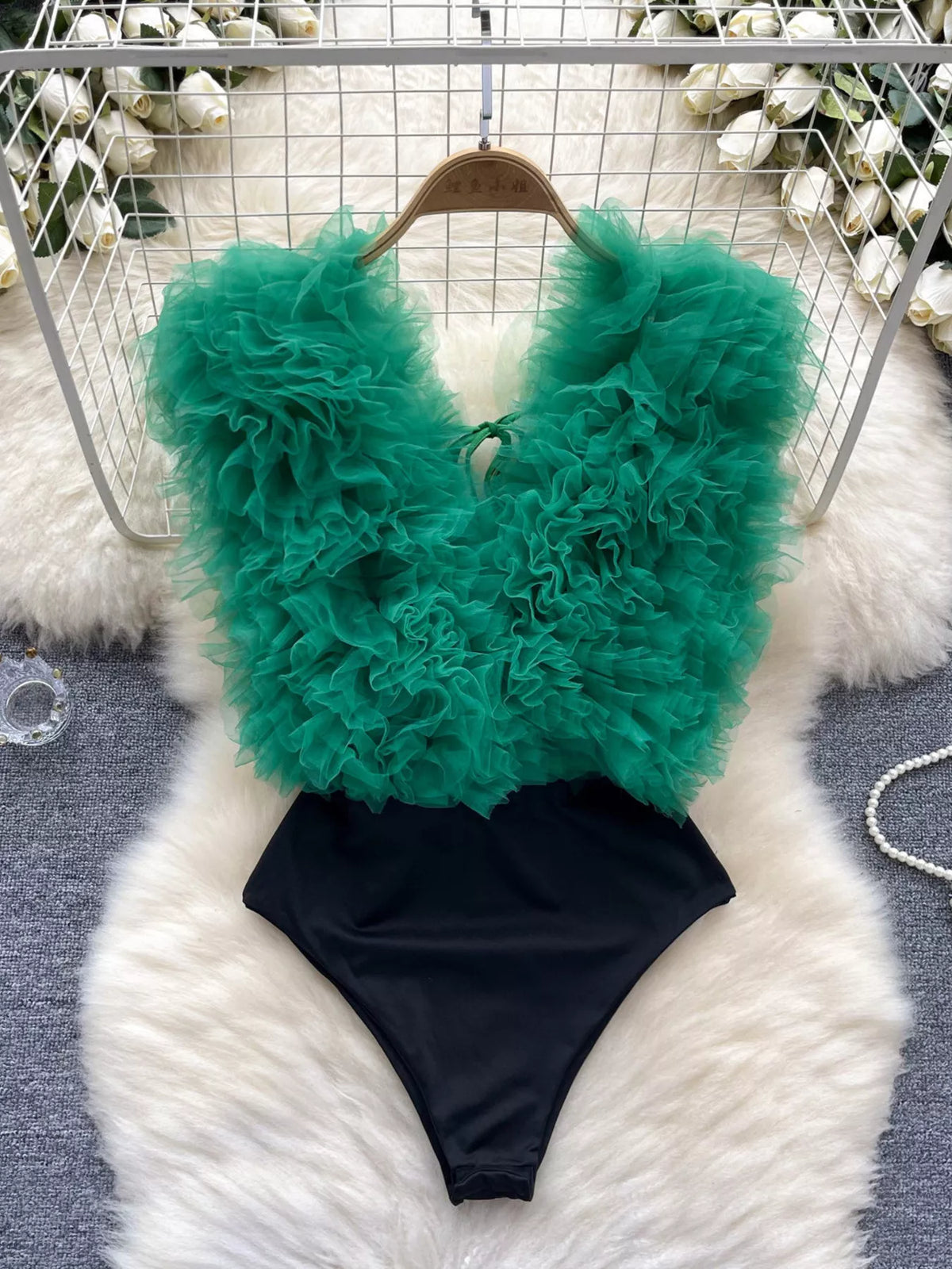 Ruffle Trim Sleeveless Bodysuit - Lilixa.store