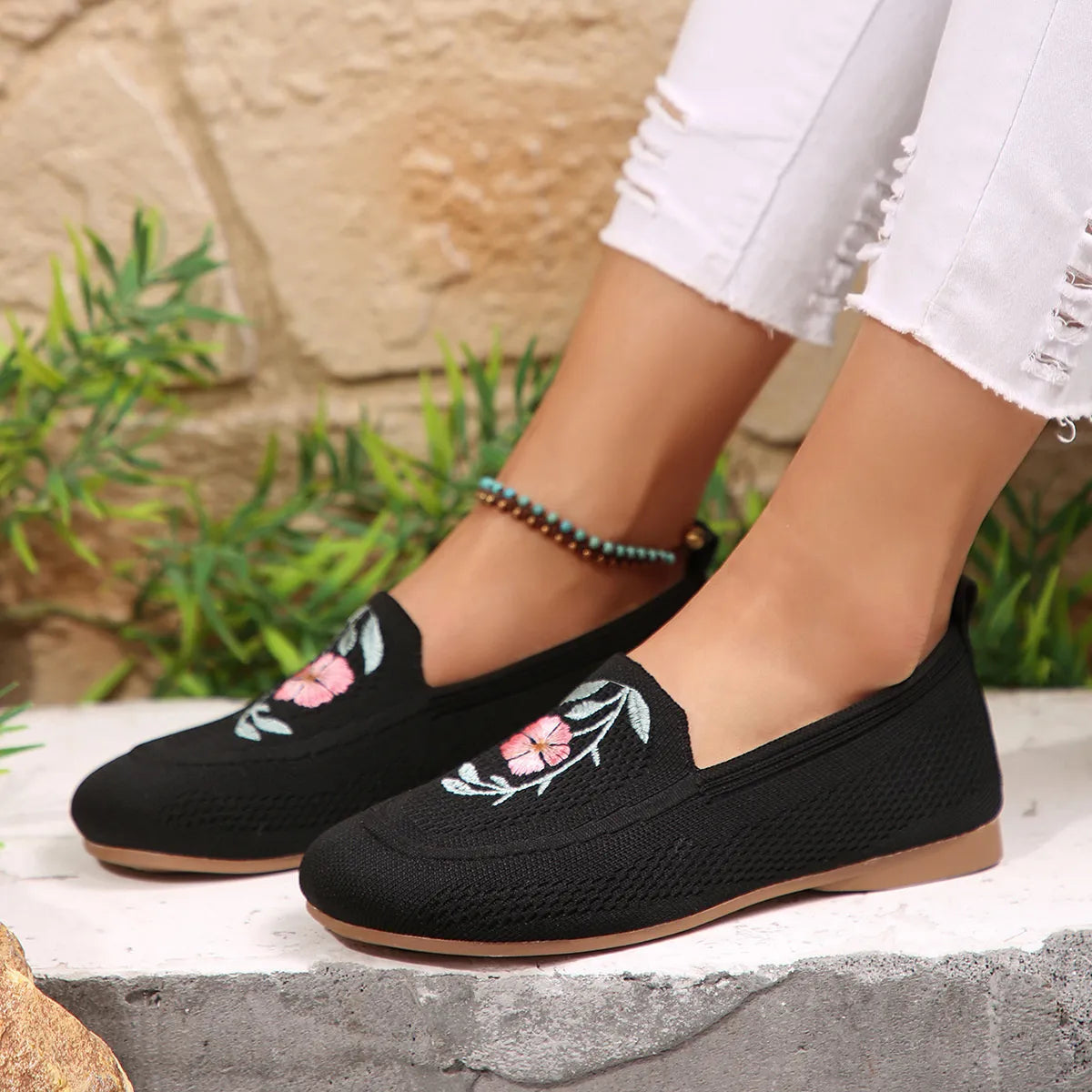 Embroidered Mesh Slip-Ons, view 6