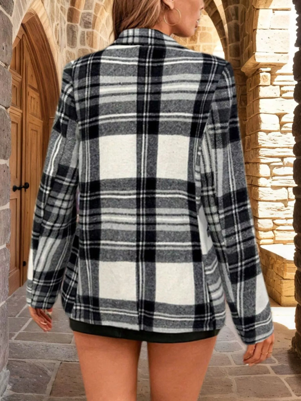 Christmas Plaid Single-Button Blazer - Lilixa.store