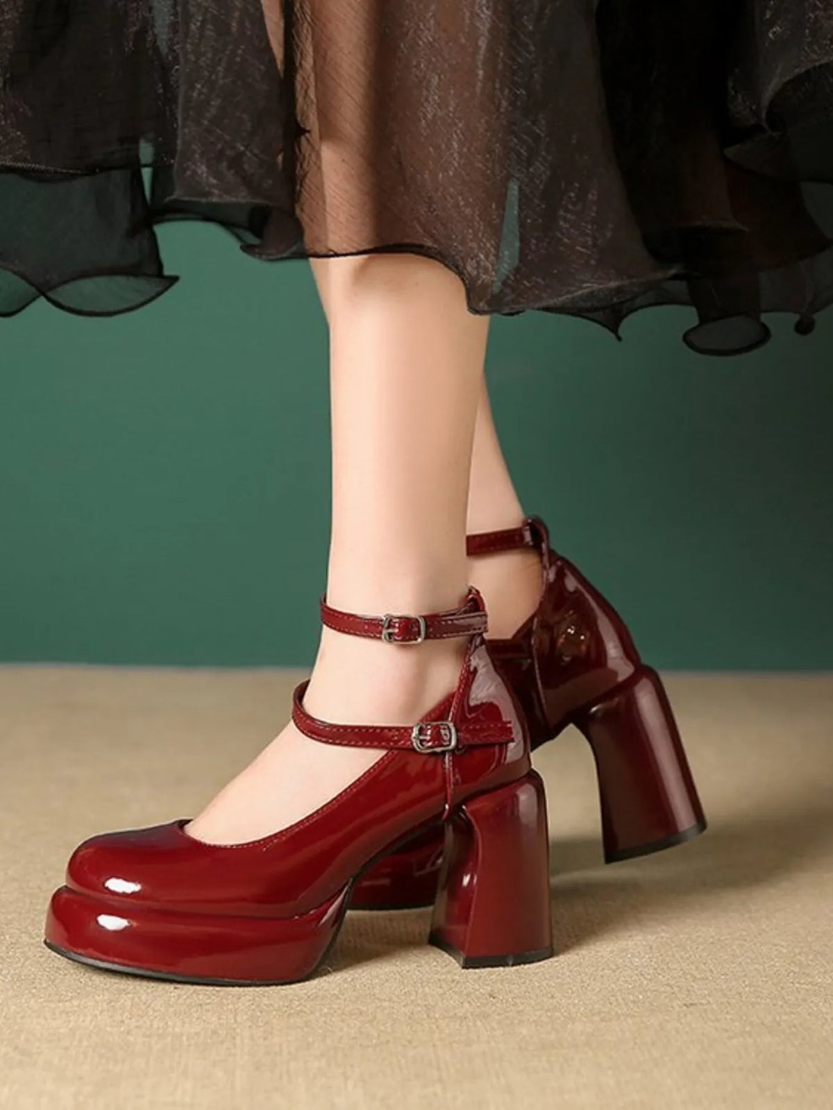Patent Leather Mary Jane Platform Pumps - Lilixa.store