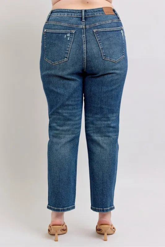 Judy Blue Full Size High Waisted Rigid Magic Non-destroy Straight Leg Jeans Plus Size - Lilixa.store