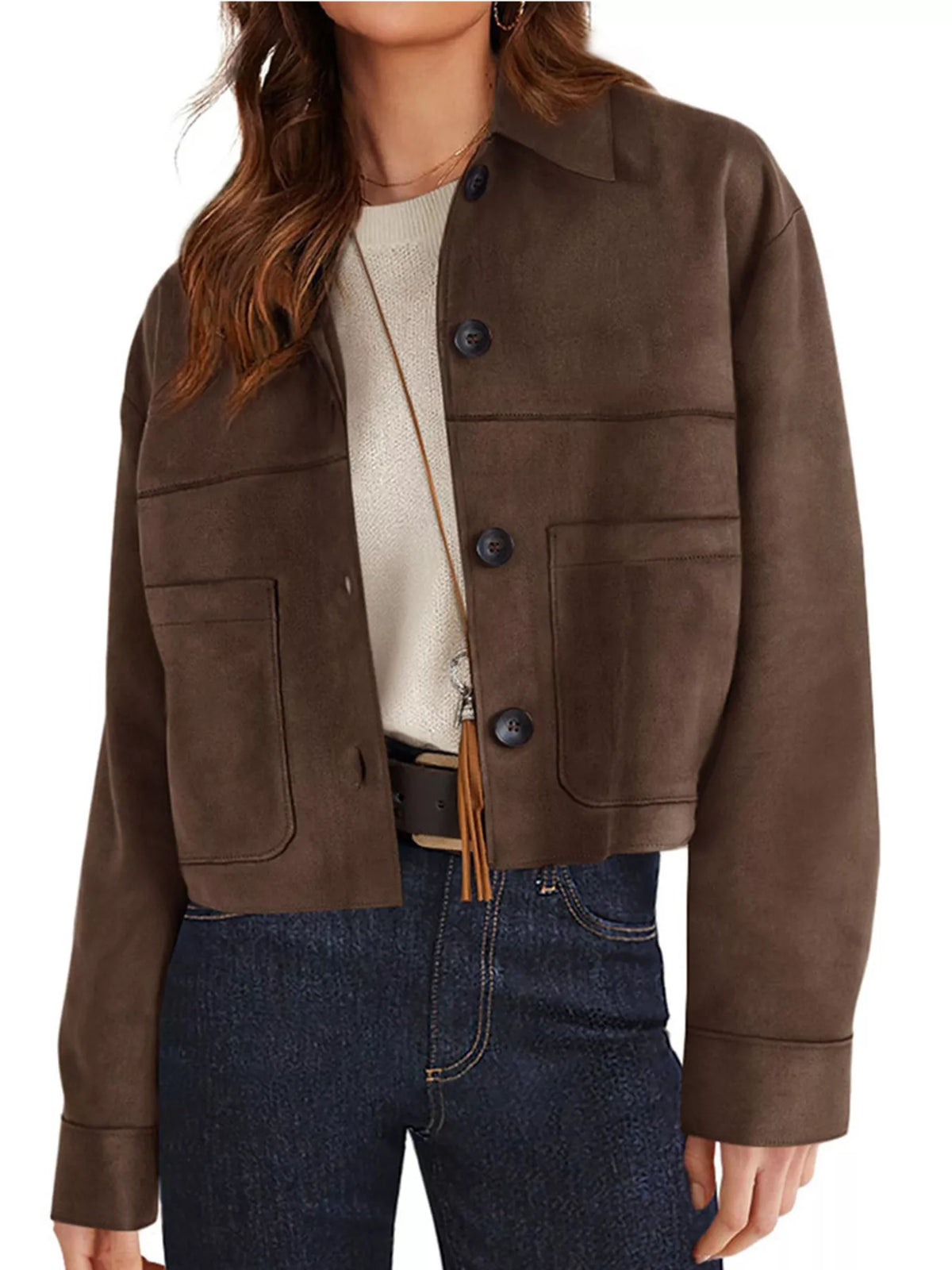 Button-Down Cropped Jacket - Lilixa.store