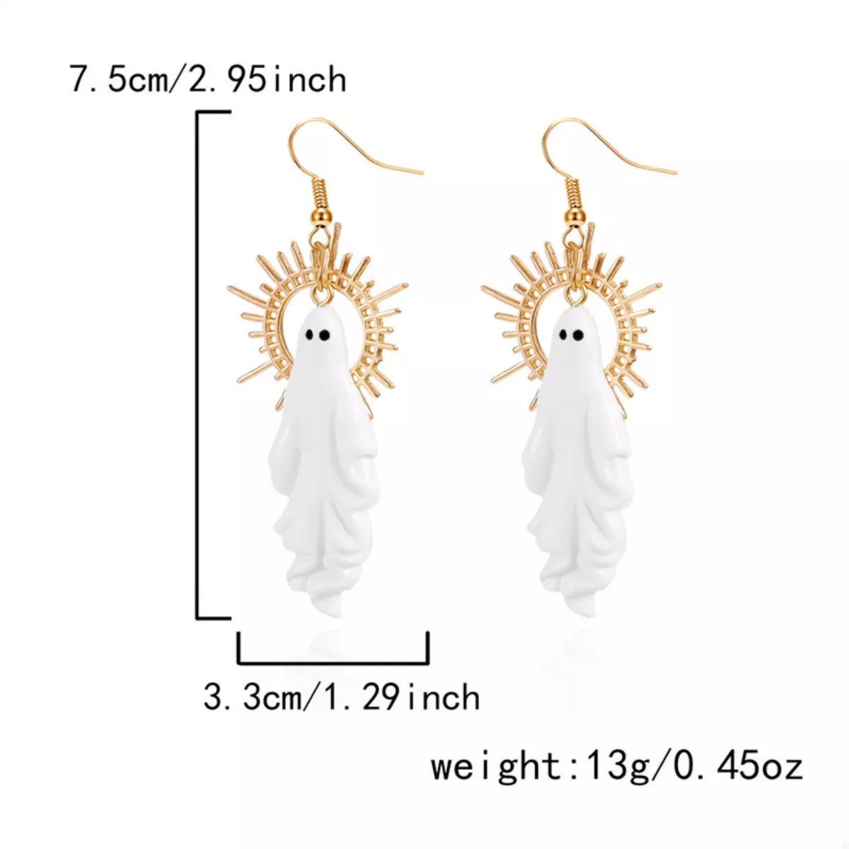 Halloween Sunburst Ghost Drop Earrings - Lilixa.store