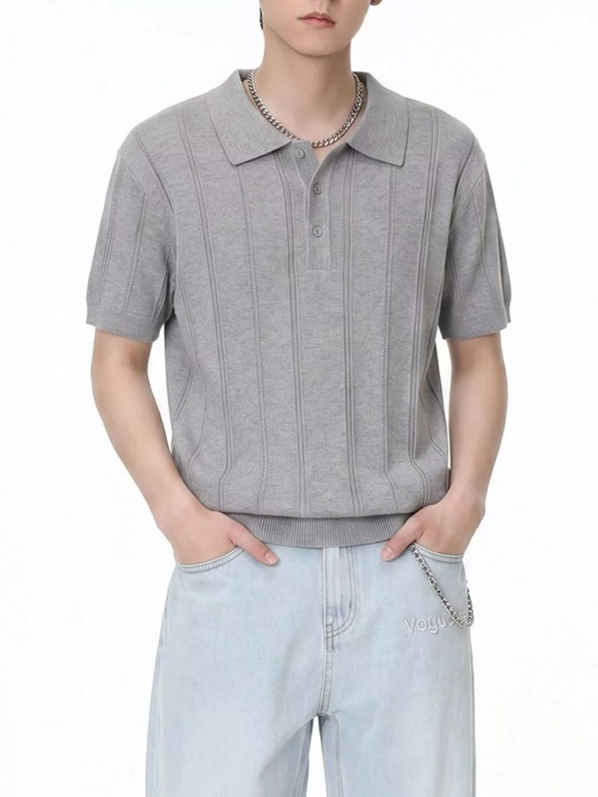 Men's Button Detail Short Sleeve Polo