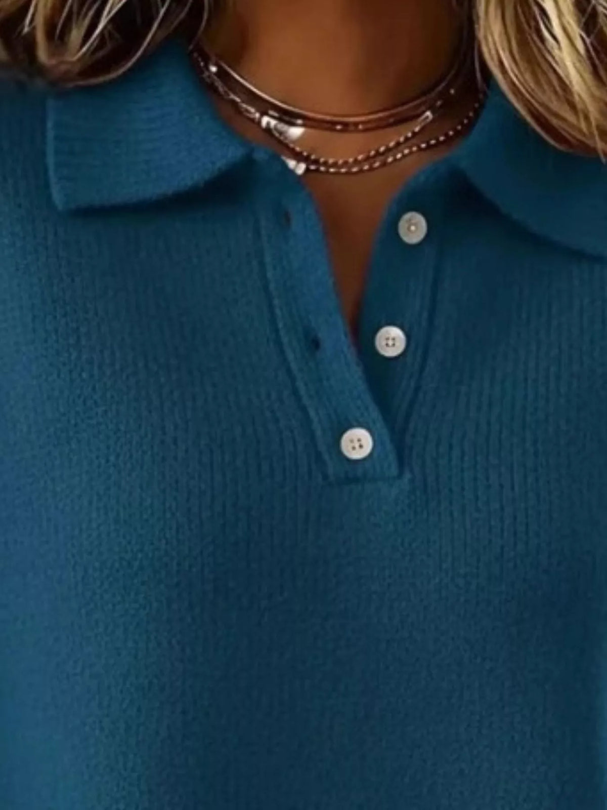 Full Size Button Detail Dropped Shoulder Sweater Plus Size - Lilixa.store
