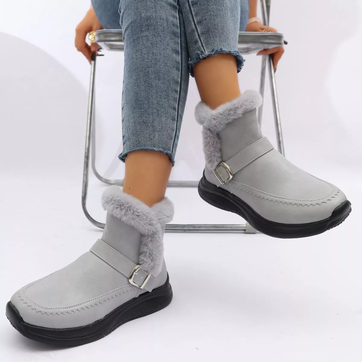 Faux Fur Lined Winter Ankle Boots - Lilixa.store