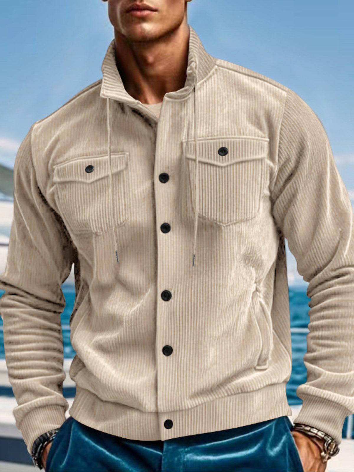 Men's Full Size Corduroy Button Up Casual Jacket Plus Size - Lilixa.store