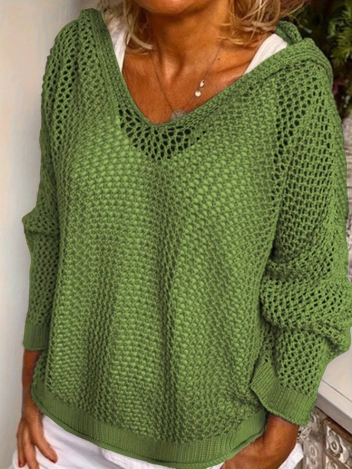 Openwork Long Sleeve Hooded Knit Cover Up - Lilixa.store