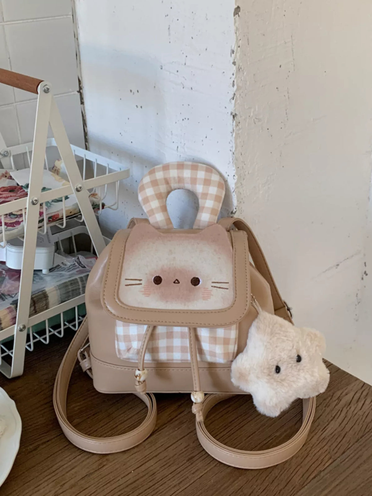 Cat Plaid Backpack Bag - Lilixa.store