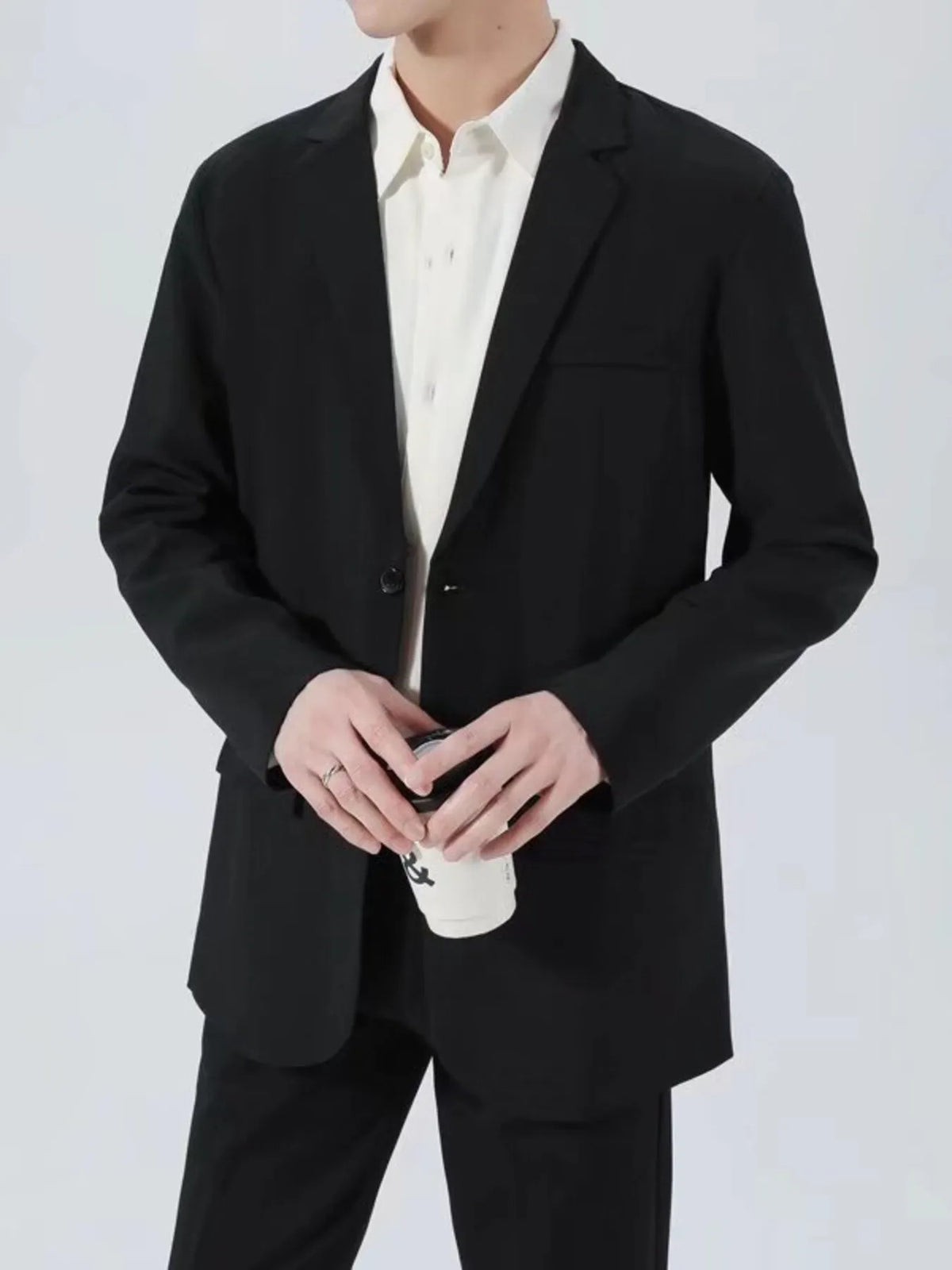 Men's Plus Size Classic Fit Two-Button Blazer - Lilixa.store