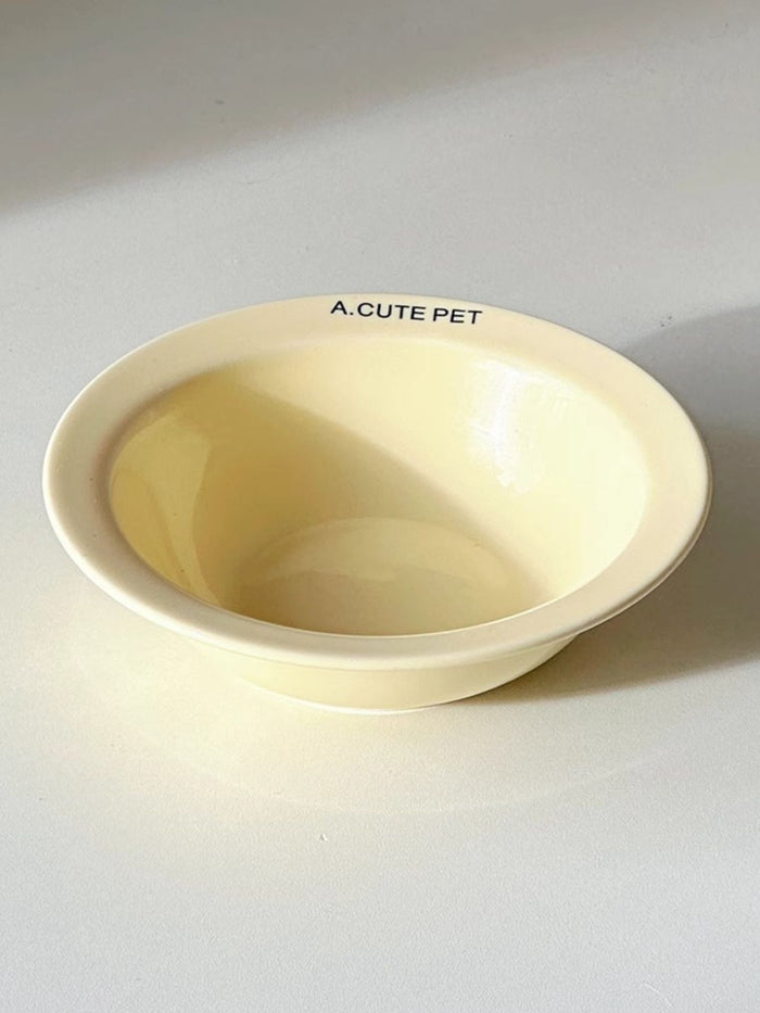 Ceramic Pet Bowl in Pastel Yellow