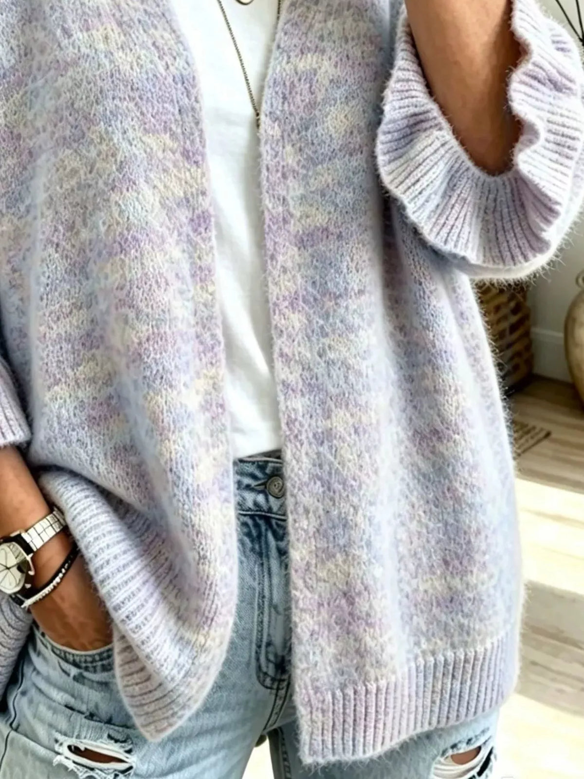 Full Size Ruffle Sleeve Open-Front Cardigan Plus Size - Lilixa.store
