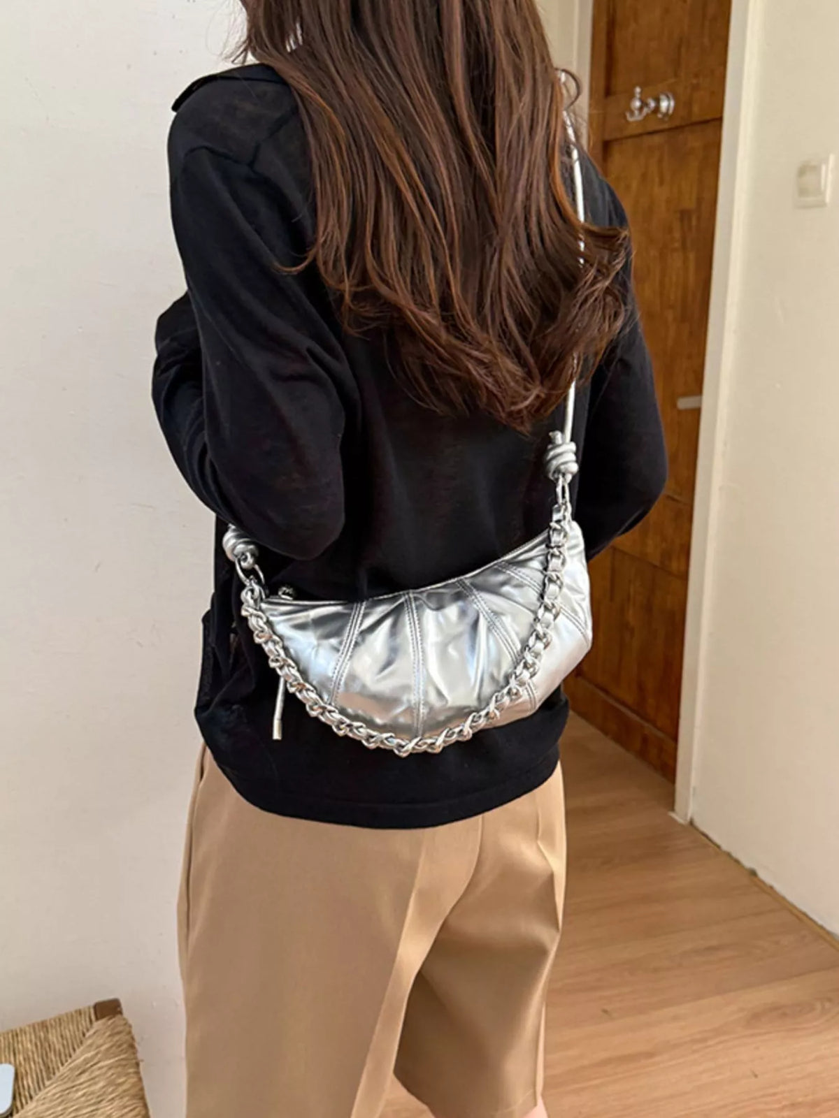 Ruched Crescent Crossbody Bag - Lilixa.store