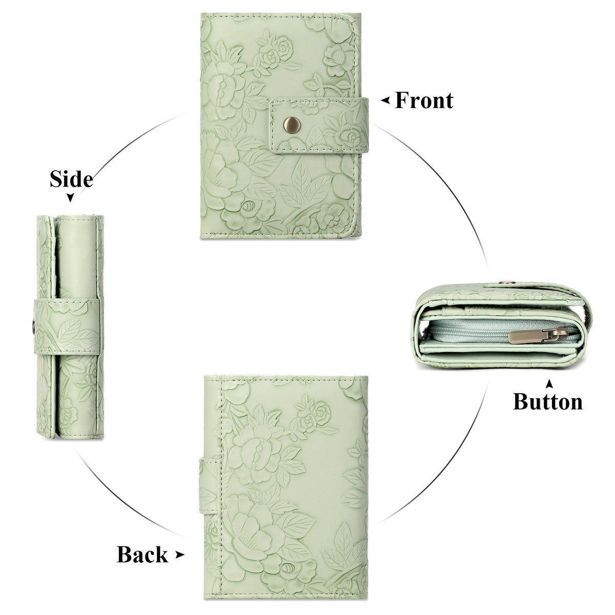 Floral Embossed Leather Wallet - Lilixa.store