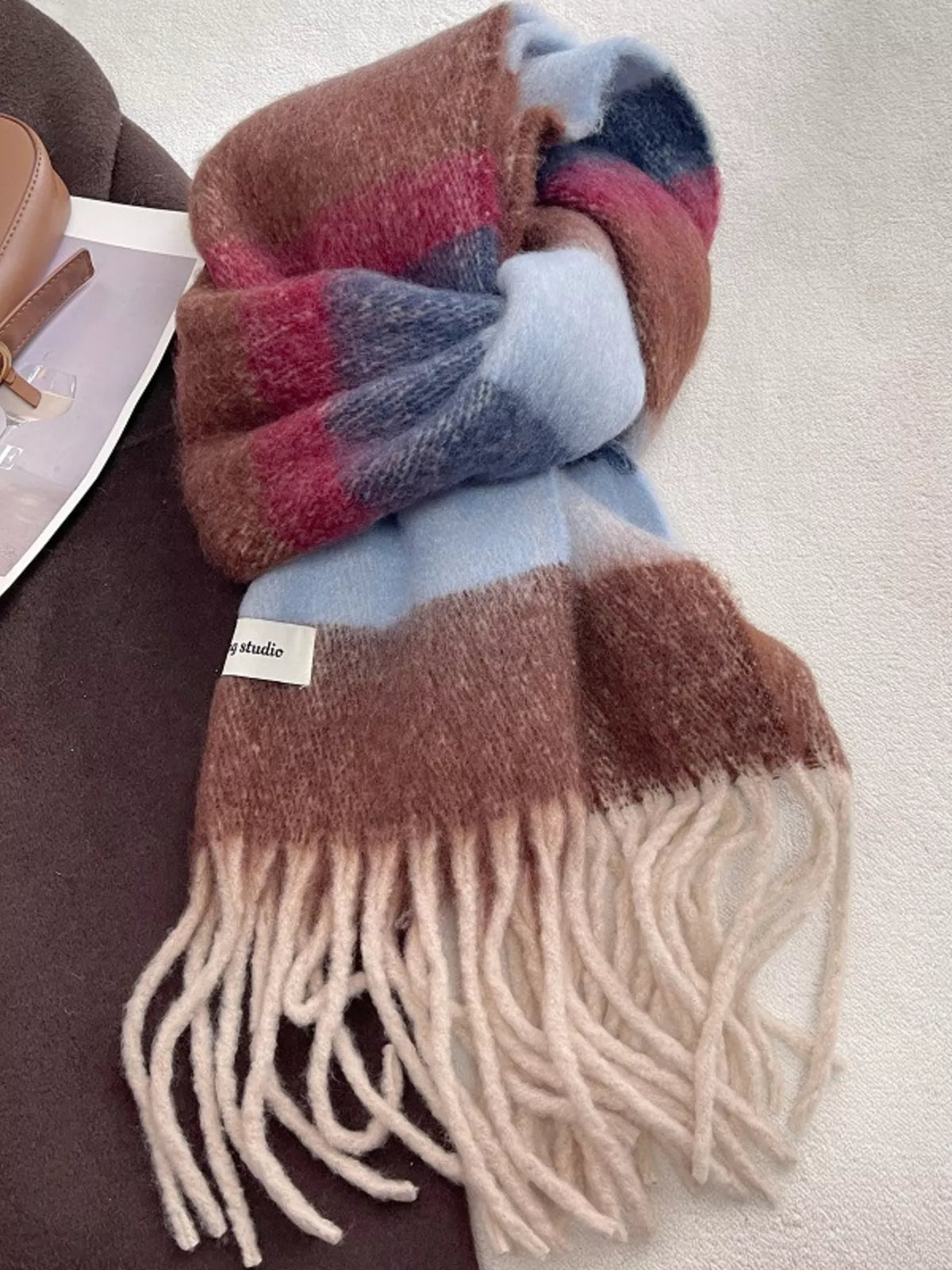 Soft Plaid Tassel Warm Scarf - Lilixa.store